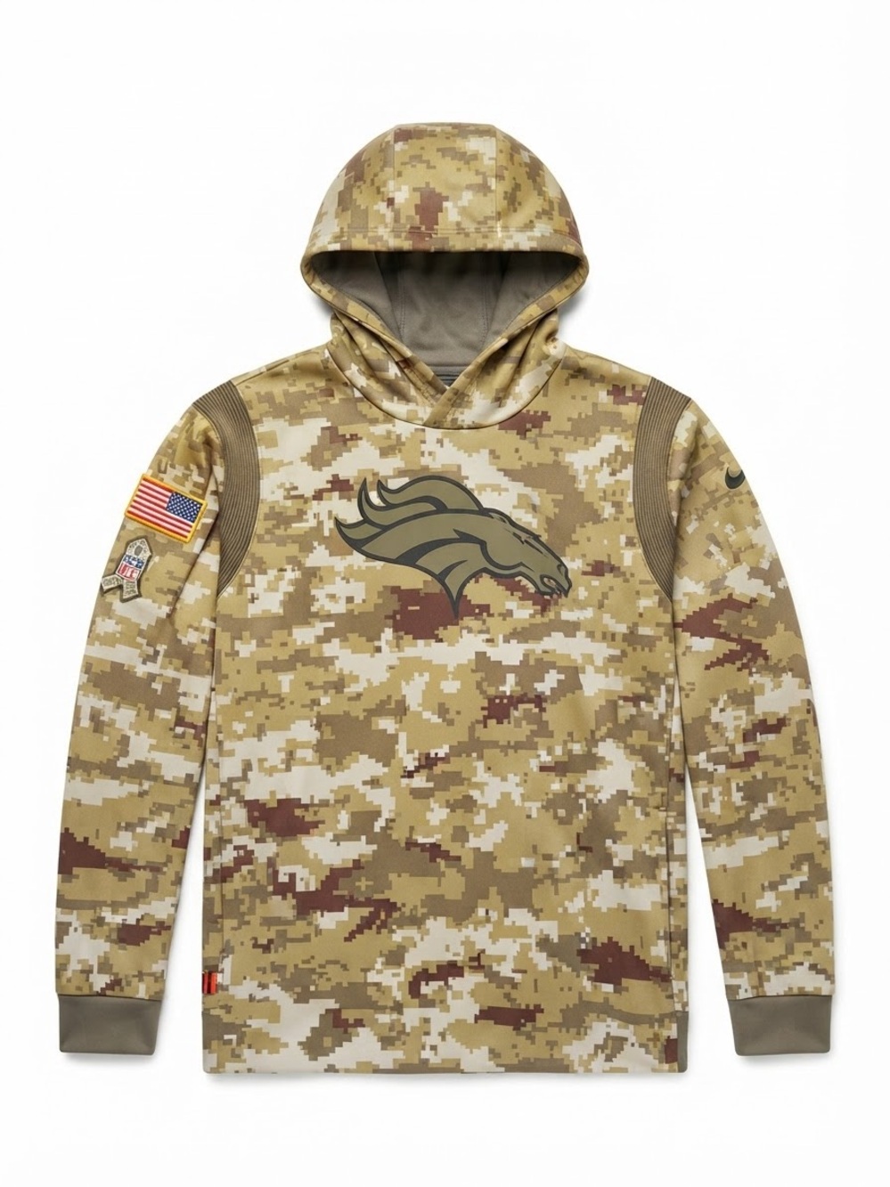 Nike Men’s Desert Camo Crewneck Hoodie with Broncos Logo